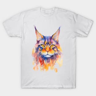 watercolor Maine Coon Cat T-Shirt